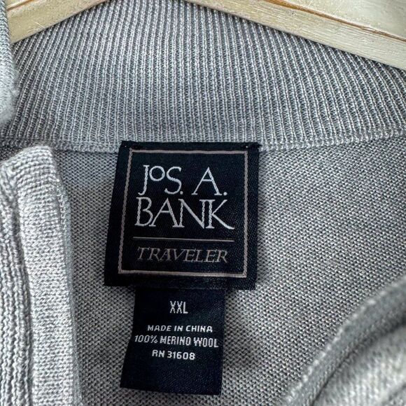 Jos A Bank Sweater Mens XXL Gray Wool Business Casual Outdoor Office Preppy Camp - Picture 4 of 12